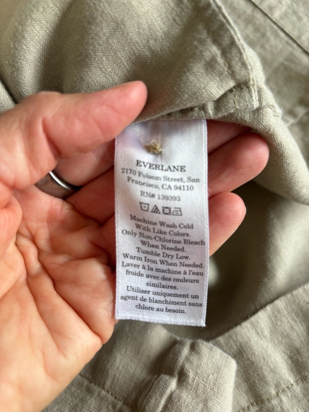 Everlane Button-Front Short Sleeve Linen Shirt Dress in Olive-Taupe Medium - Picture 8 of 9